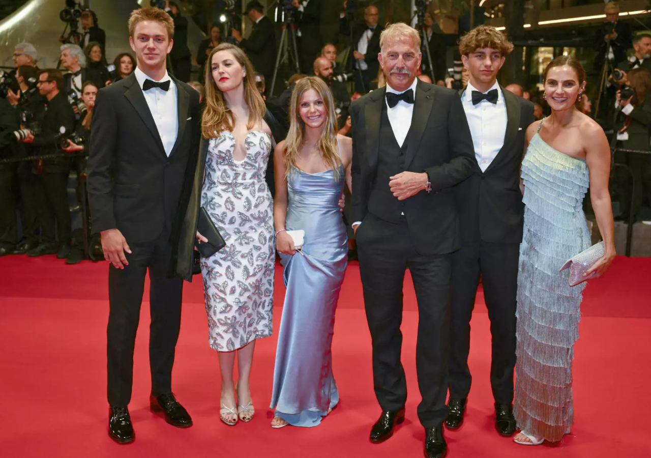 Kevin Costner Celebrates with Five of His Children